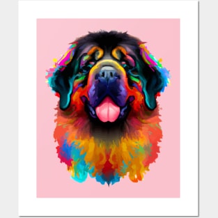 Fluffy Newfoundland Dog Watercolor Illustration Posters and Art